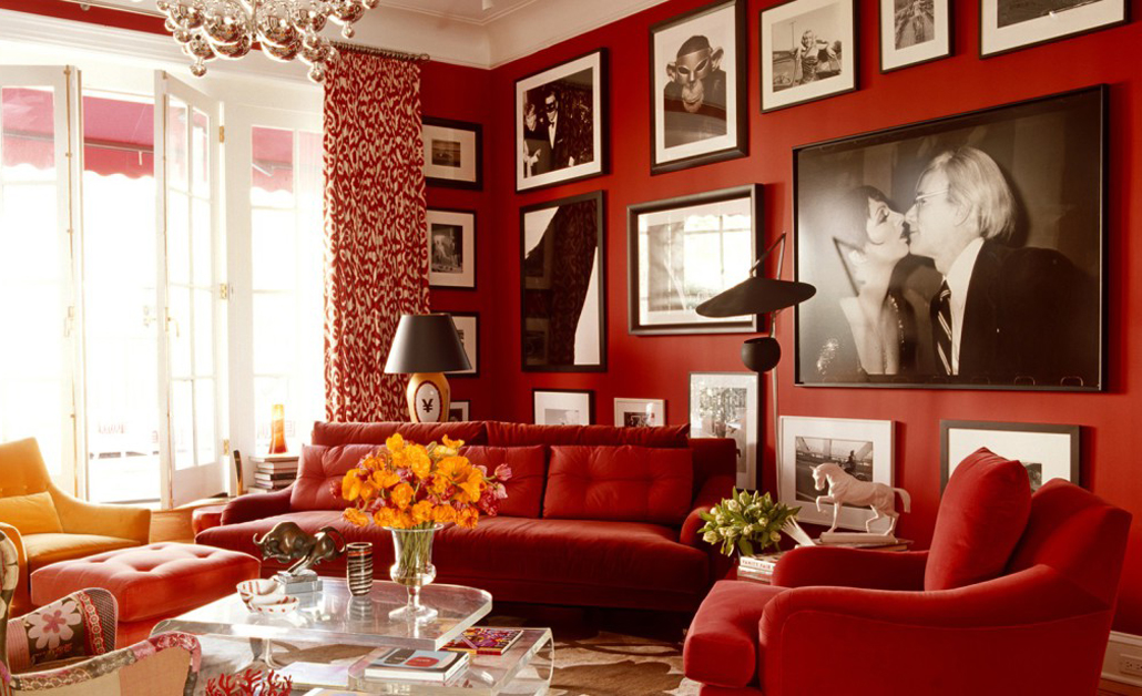 Красная комната в стиле фьюжн